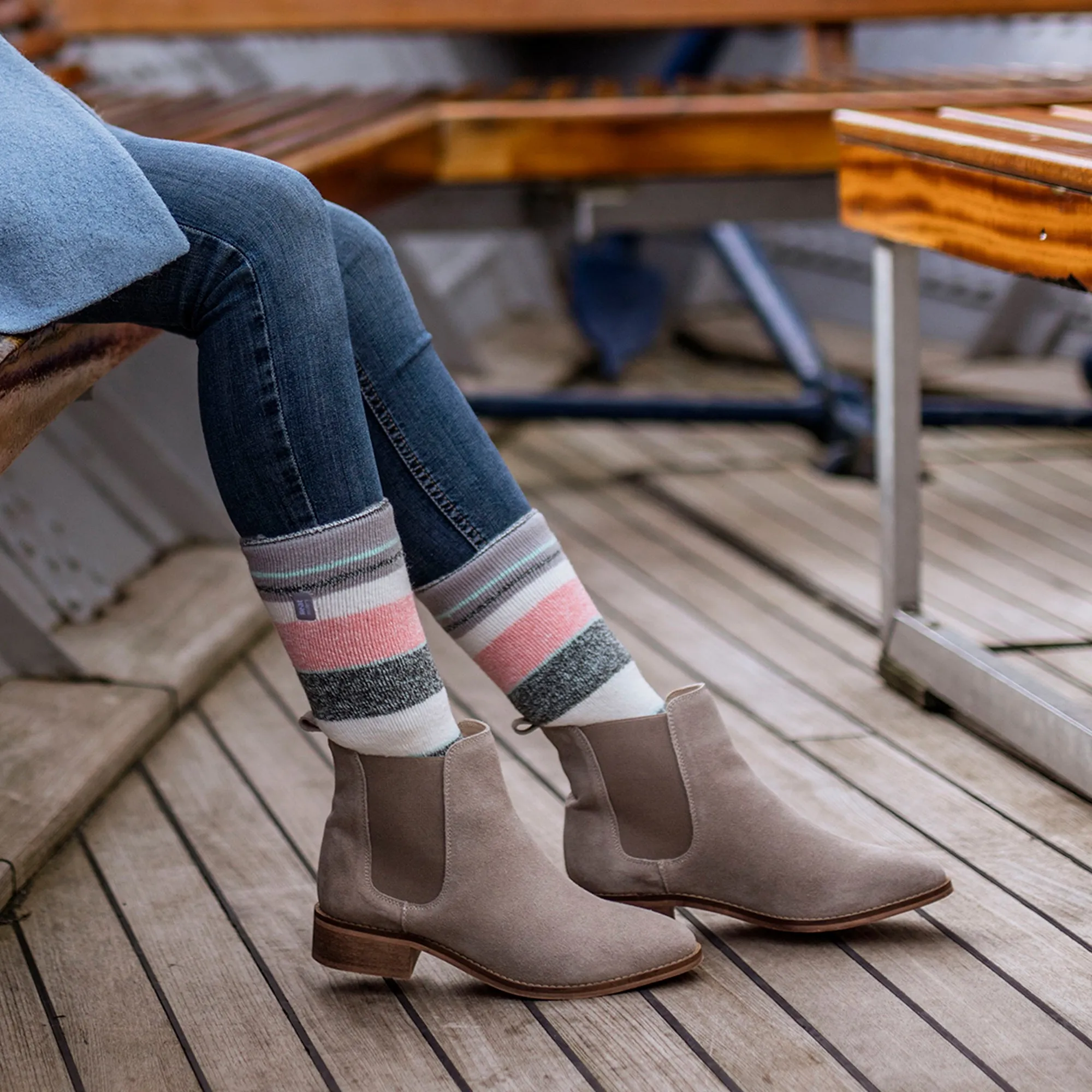 Ladies Thin Patterned Thermal Socks for Winter