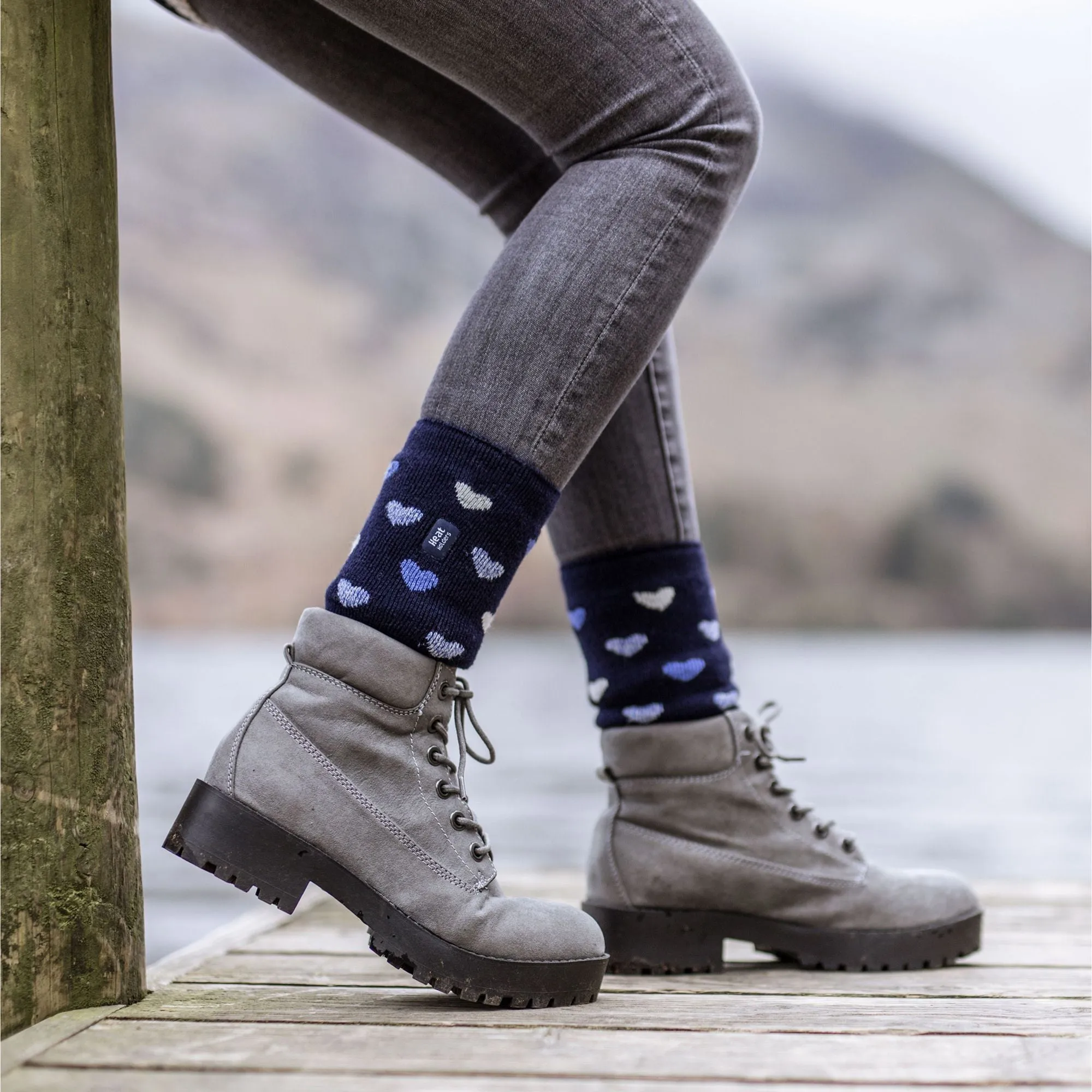 Ladies Thin Patterned Thermal Socks for Winter
