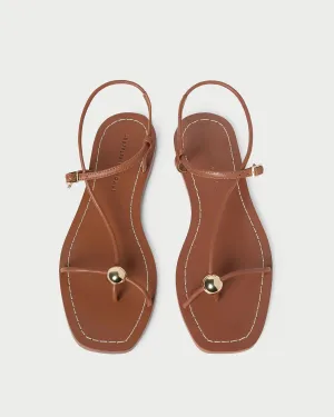 Lara Leather Sandal in Timber