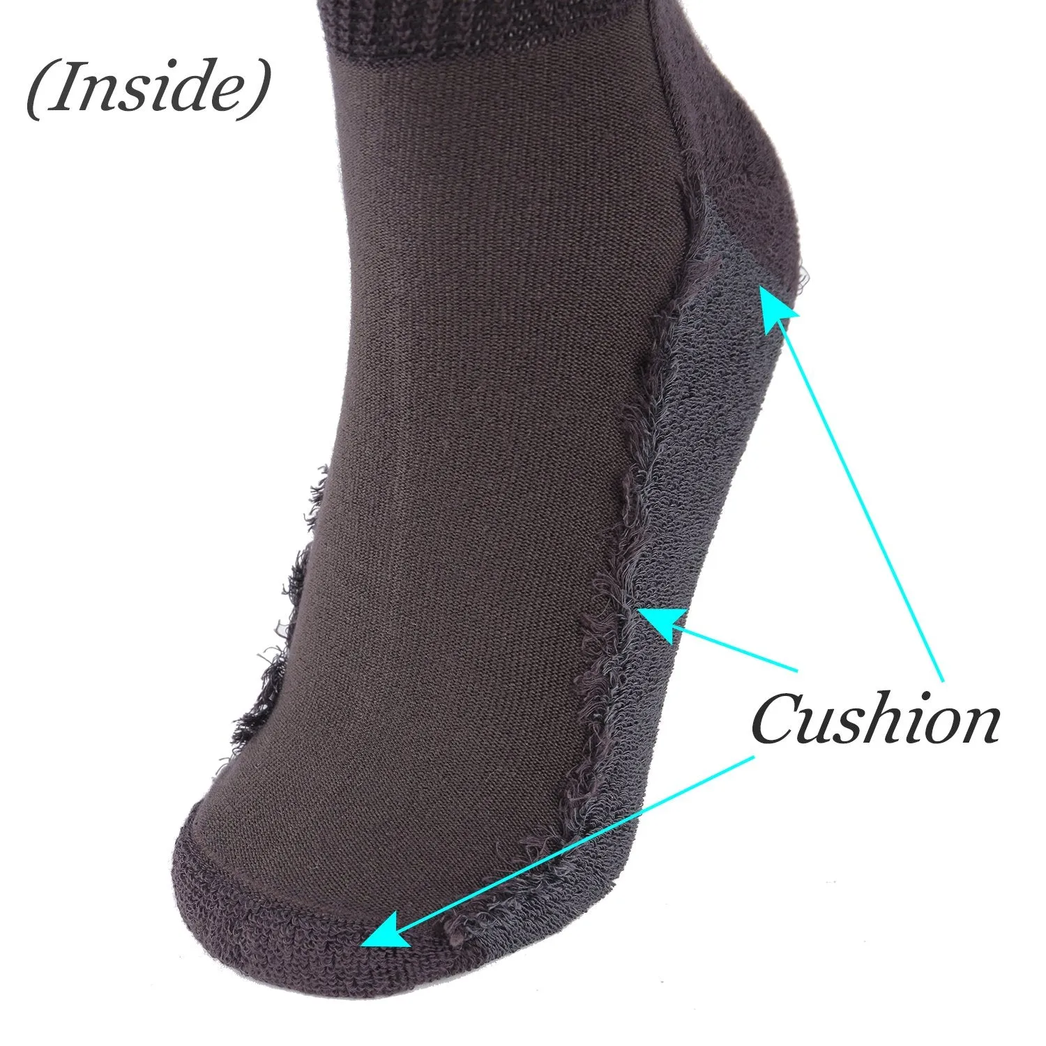 MD Non-Binding Bamboo Moisture Wicking Cushion Crew/Dress Socks Seamless Toe (2 Pairs)