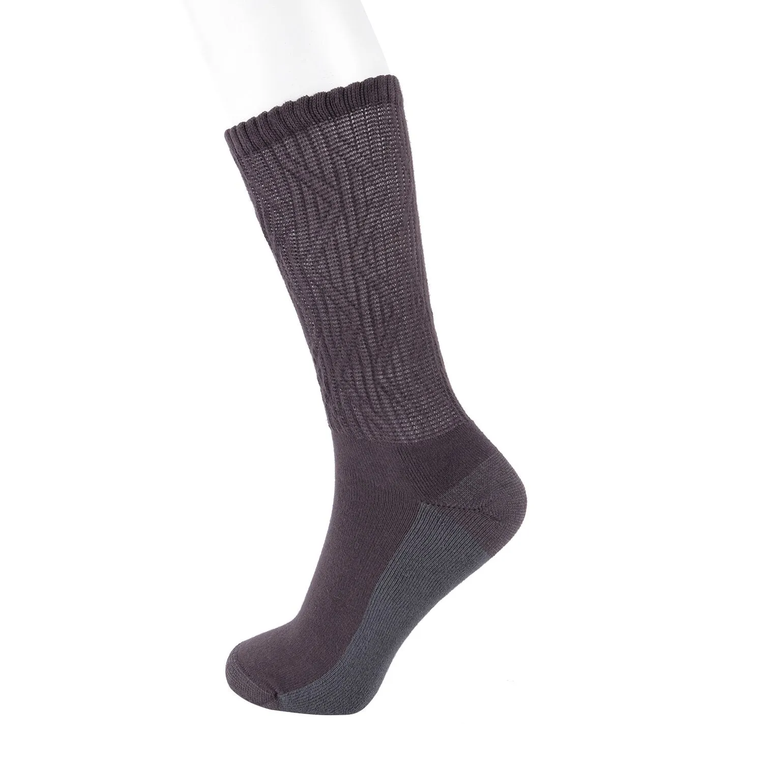 MD Non-Binding Bamboo Moisture Wicking Cushion Crew/Dress Socks Seamless Toe (2 Pairs)