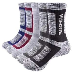 Mens Moisture-Wicking Cushioned Athletic Crew Socks - Mid-Calf Walking and Hiking Socks for Men