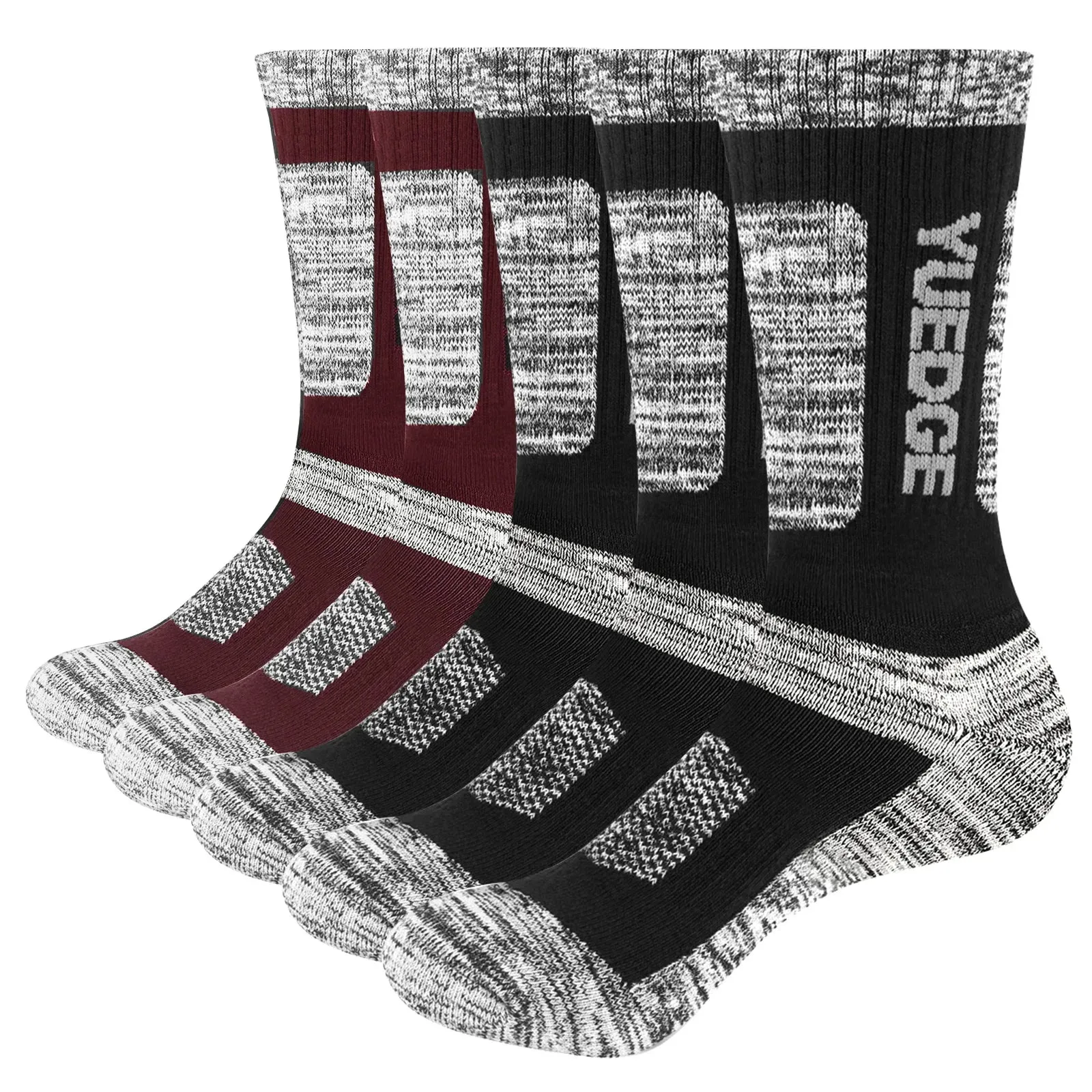 Mens Moisture-Wicking Cushioned Athletic Crew Socks - Mid-Calf Walking and Hiking Socks for Men
