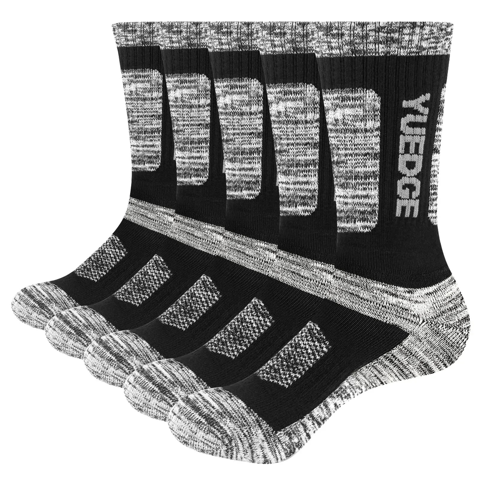 Mens Moisture-Wicking Cushioned Athletic Crew Socks - Mid-Calf Walking and Hiking Socks for Men