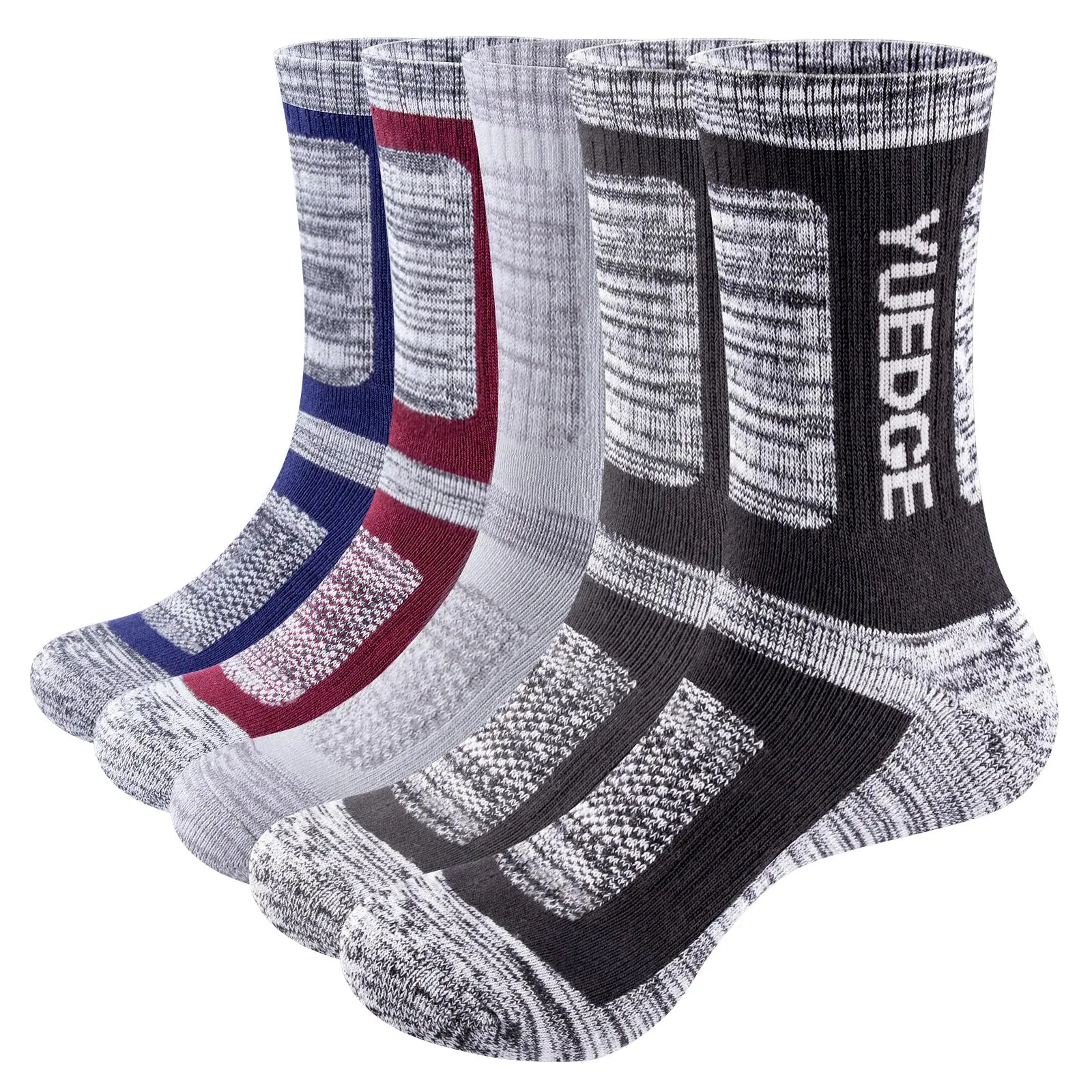 Mens Moisture-Wicking Cushioned Athletic Crew Socks - Mid-Calf Walking and Hiking Socks for Men