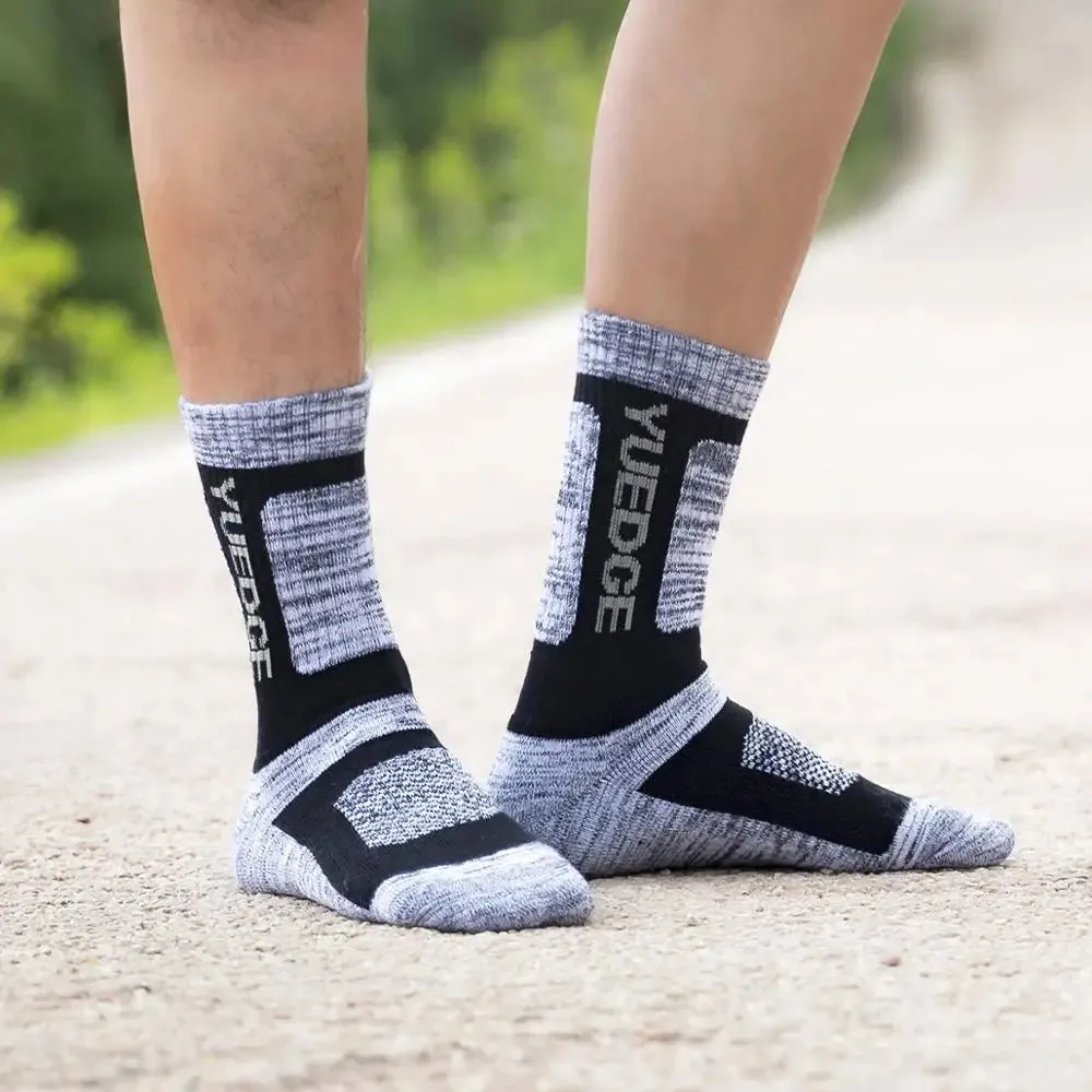 Mens Moisture-Wicking Cushioned Athletic Crew Socks - Mid-Calf Walking and Hiking Socks for Men