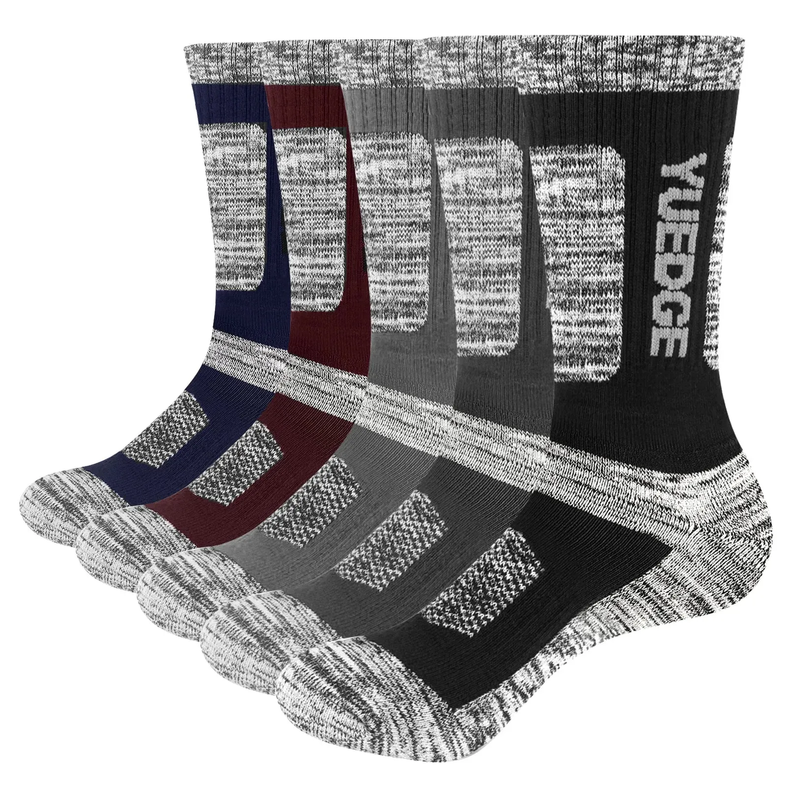 Mens Moisture-Wicking Cushioned Athletic Crew Socks - Mid-Calf Walking and Hiking Socks for Men