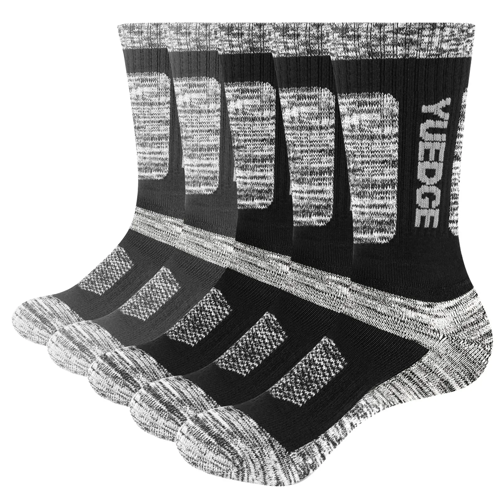 Mens Moisture-Wicking Cushioned Athletic Crew Socks - Mid-Calf Walking and Hiking Socks for Men
