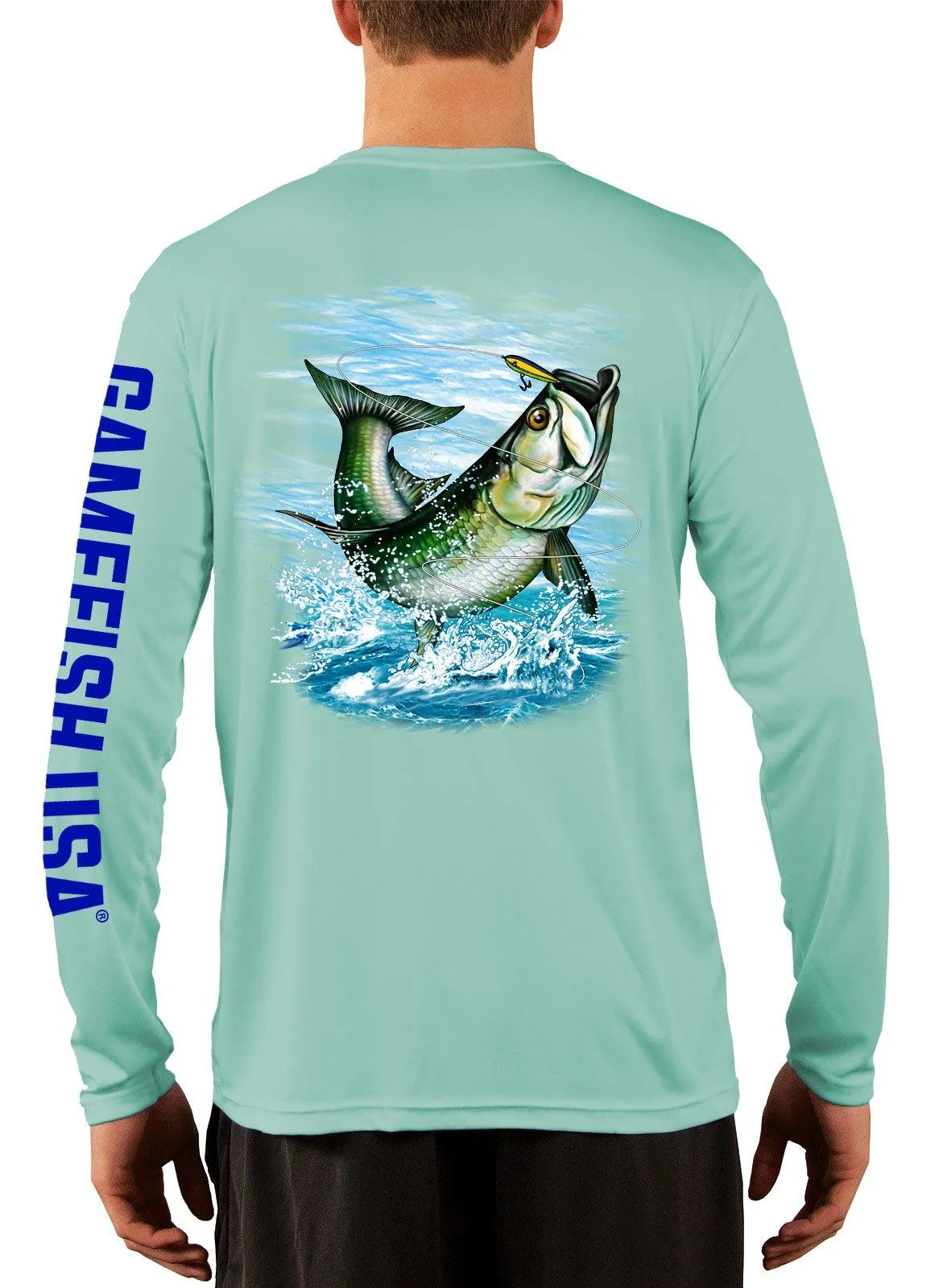 Men's UPF 50 Long Sleeve Microfiber Moisture Wicking Performance Fishing Shirt Tarpon