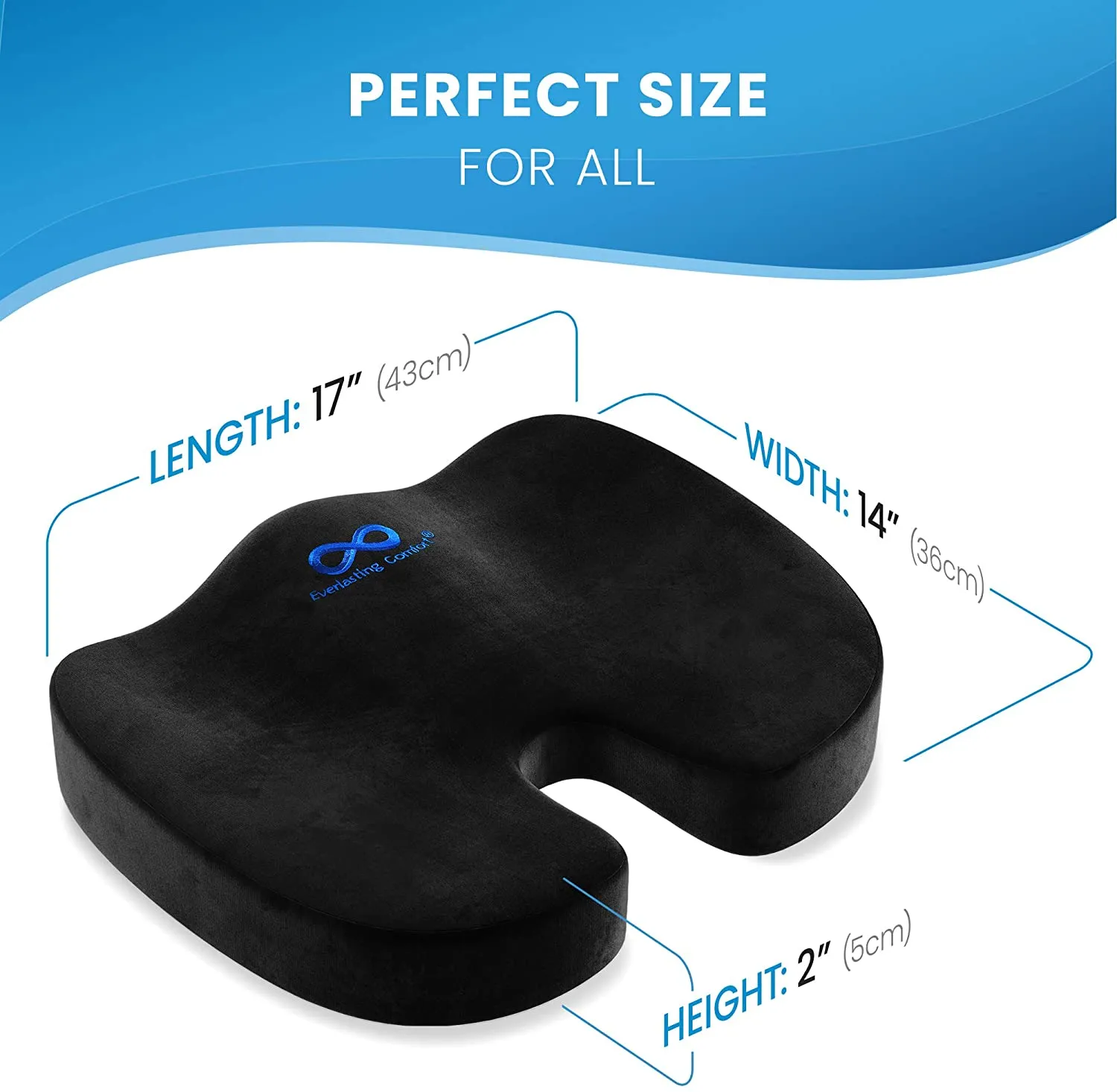 New in box! Everlasting Comfort Office Chair Seat Cushion Pillow for Back, Coccyx, & Tailbone Pain Relief Pad