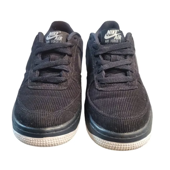 Nike Air Force 1LV8 Shoes Size 5Y Black Lace Up Corduroy Sneakers