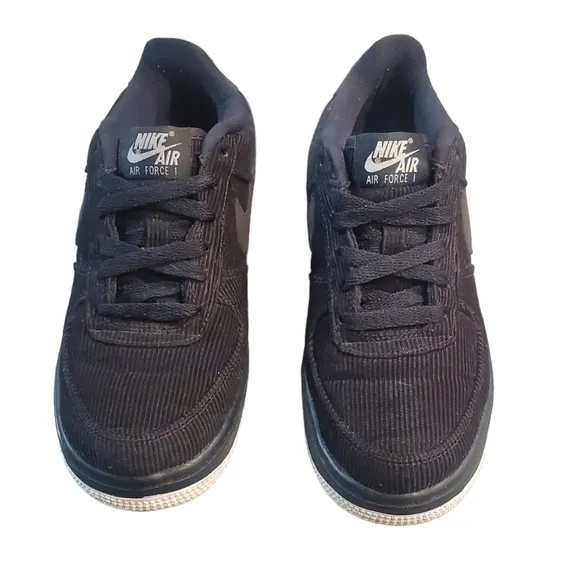 Nike Air Force 1LV8 Shoes Size 5Y Black Lace Up Corduroy Sneakers