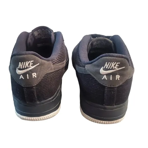 Nike Air Force 1LV8 Shoes Size 5Y Black Lace Up Corduroy Sneakers