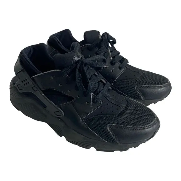 Nike Air Huarache Triple Black Athletic Shoes 654275-016 Youth Size US 7Y