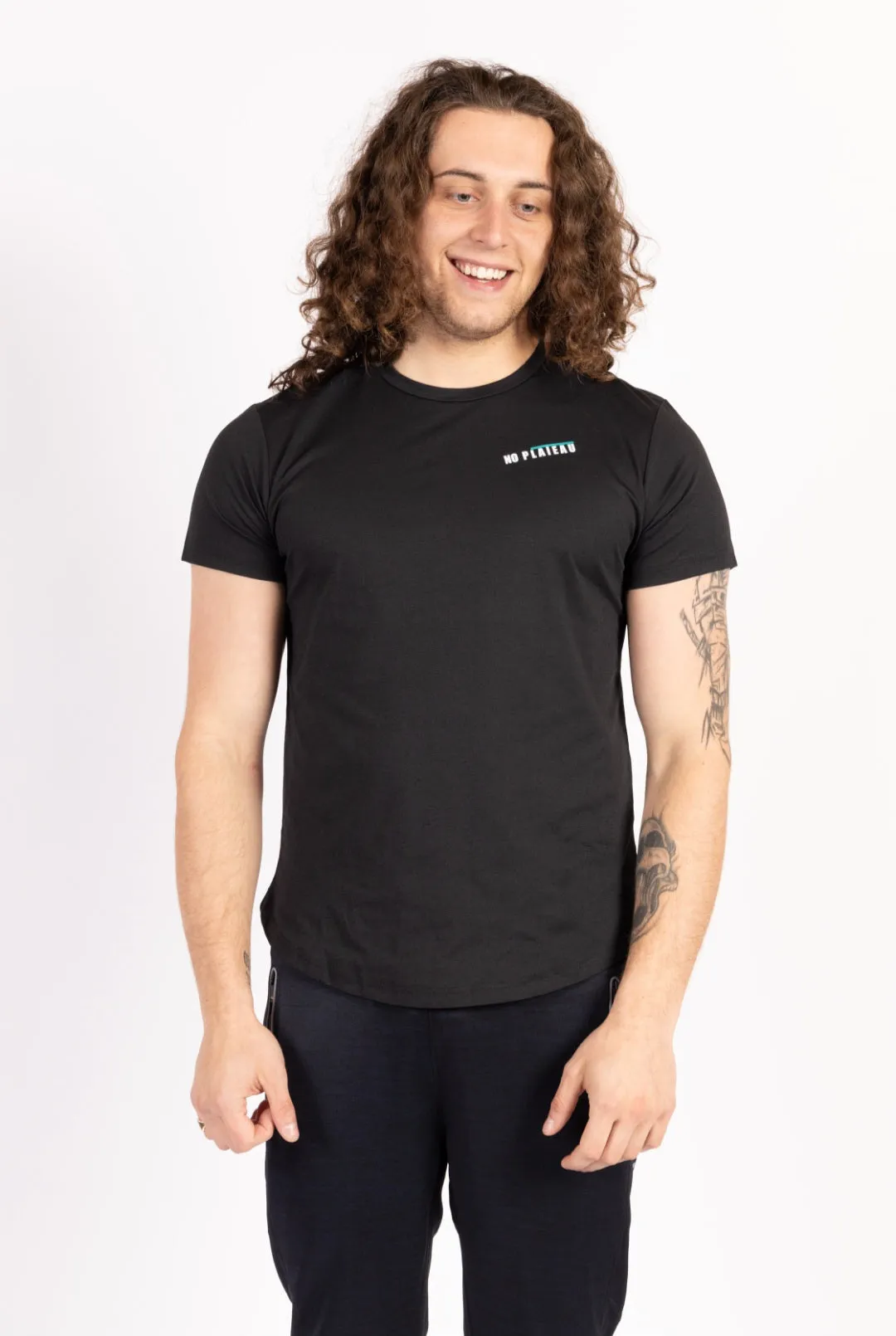 No Plateau Men’s Stretch Tee | Quick-Dry, Moisture-Wicking(Black)