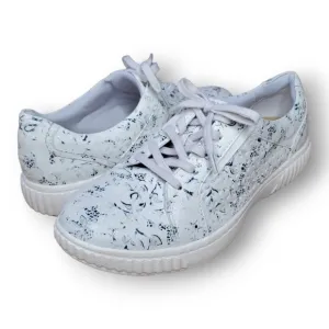 Nwob CLARKS Collection Caroline Ella Leather Metallic Floral Sneakers Size 8.5
