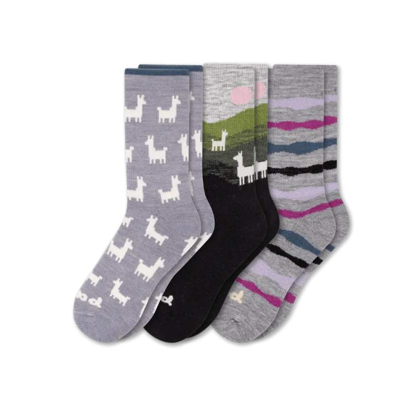 Pacas Womens Alpaca Crew 3-Pack Socks