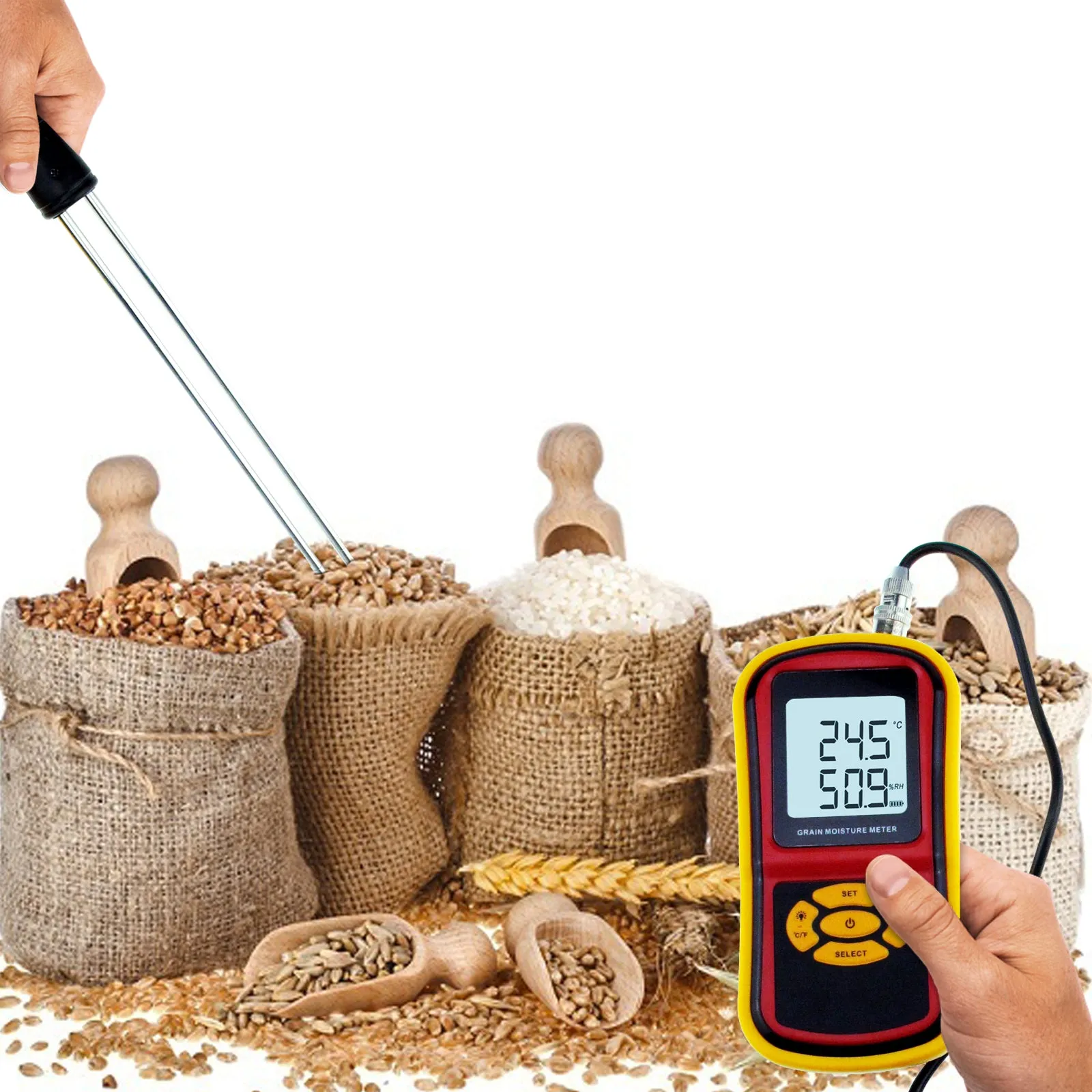 PD_59 Kibeland Instrument Digital Grain Moisture Meter Grain Hygrometer for Wheat Rice Soybean
