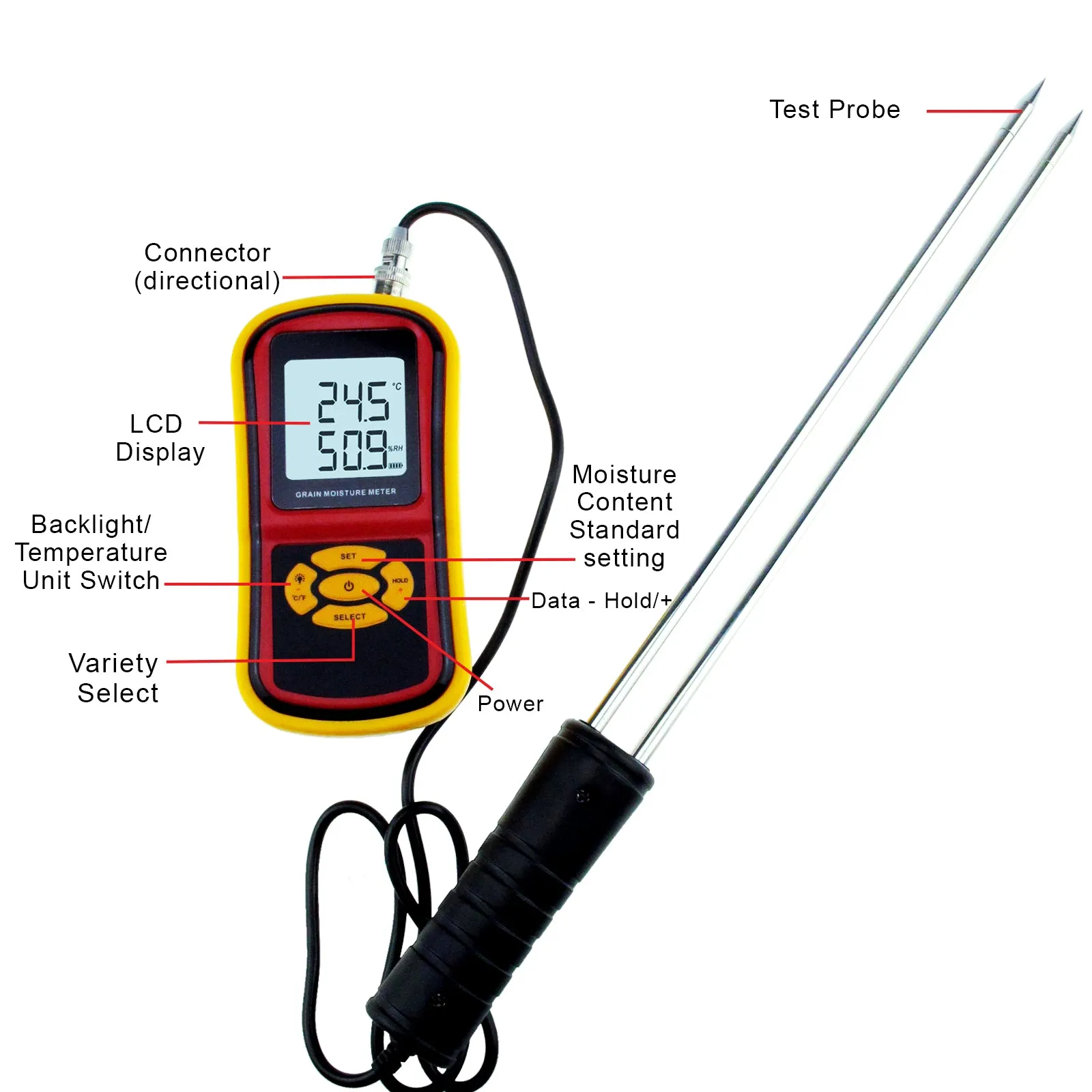 PD_59 Kibeland Instrument Digital Grain Moisture Meter Grain Hygrometer for Wheat Rice Soybean