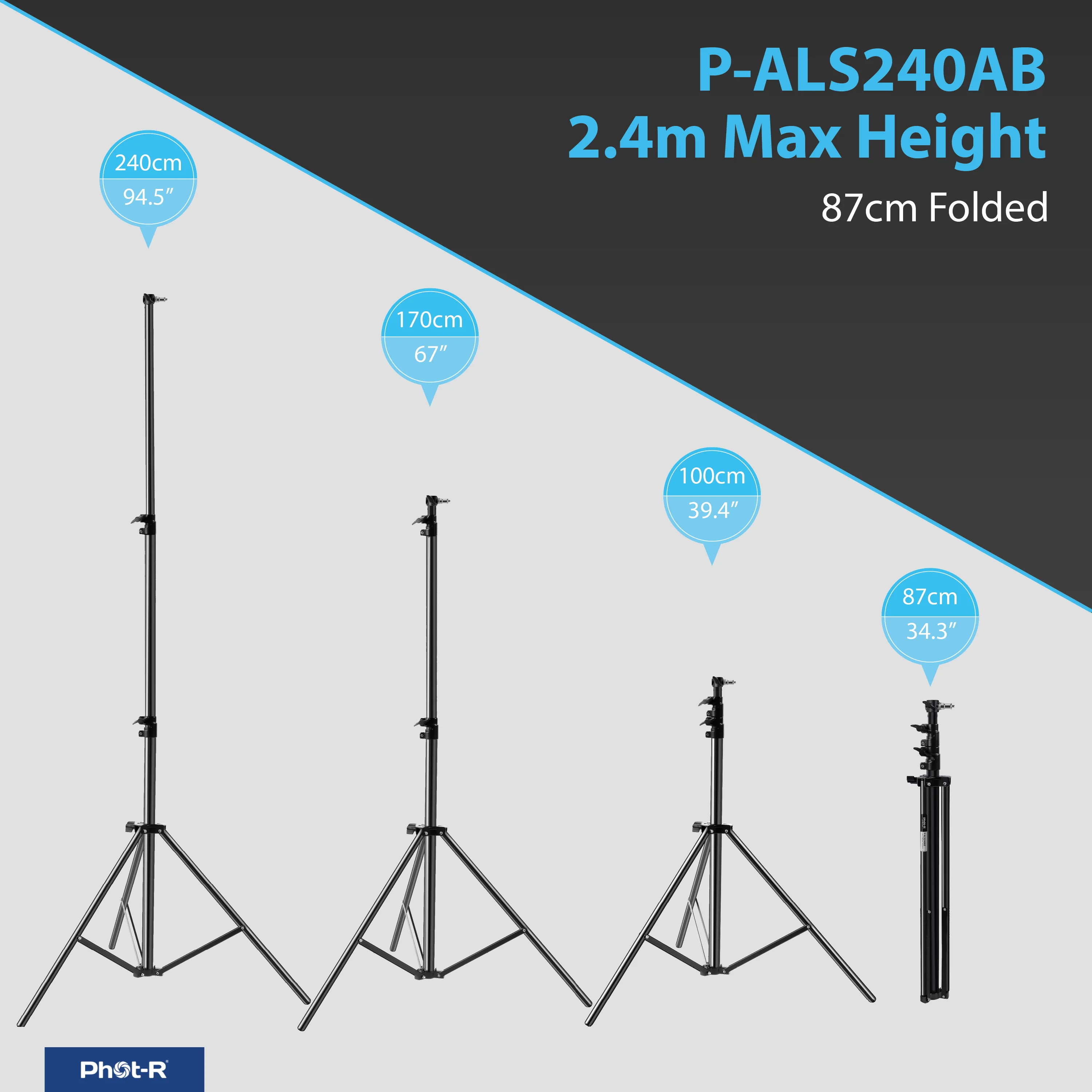 Phot-R ALS240AB 2.4m Air Cushion Light Stand