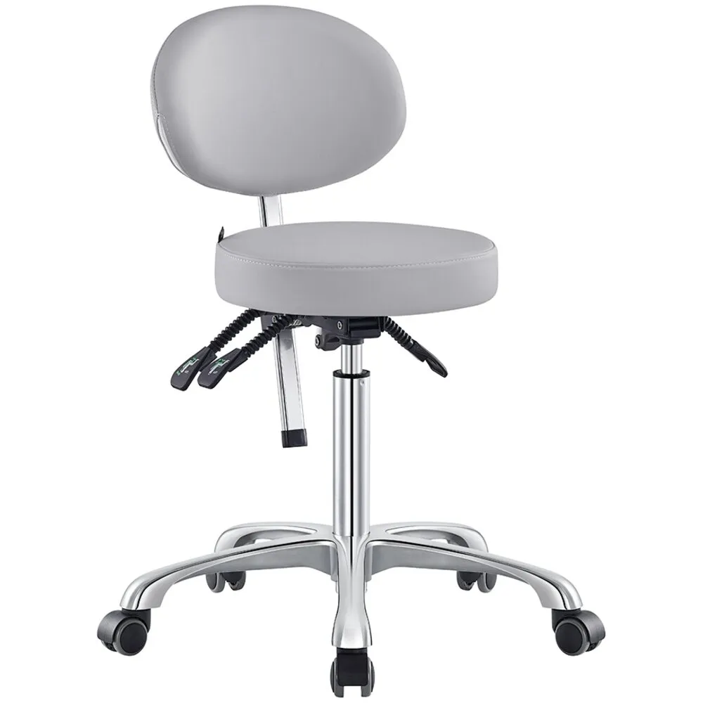 Polaris Rolling Stool - GRAY / 21" - 29" Adjustable Seat Height   5 Wheel Base by DIR Salon Furniture