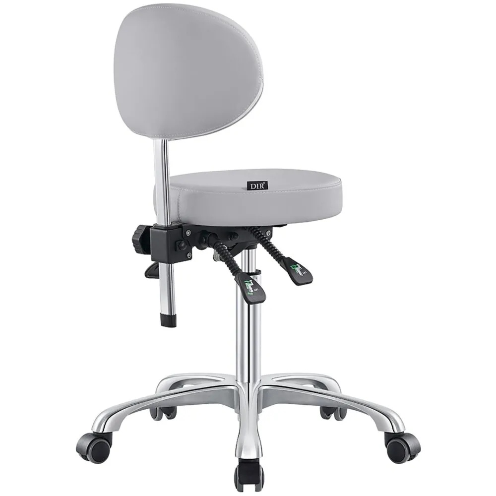 Polaris Rolling Stool - GRAY / 21" - 29" Adjustable Seat Height   5 Wheel Base by DIR Salon Furniture