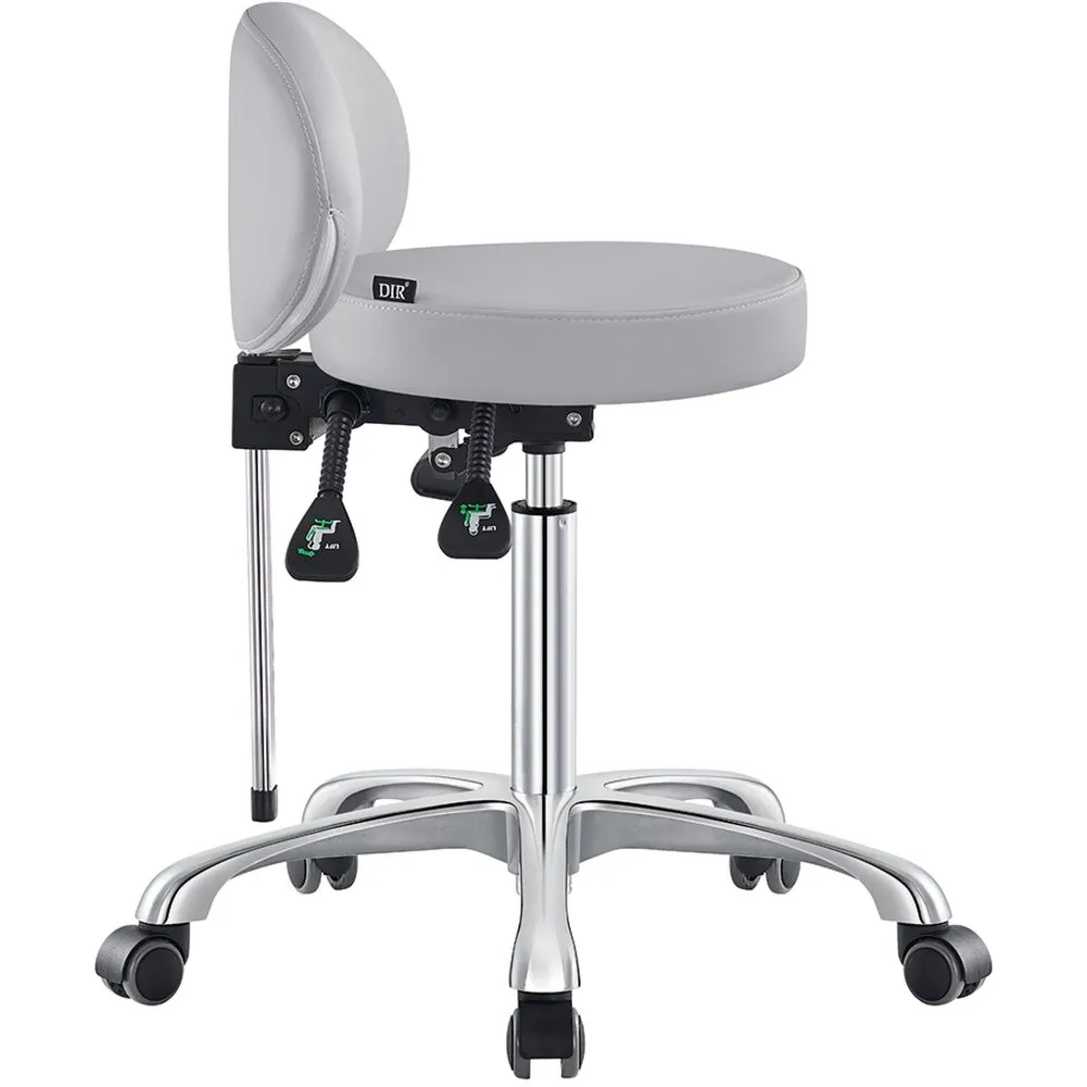 Polaris Rolling Stool - GRAY / 21" - 29" Adjustable Seat Height   5 Wheel Base by DIR Salon Furniture