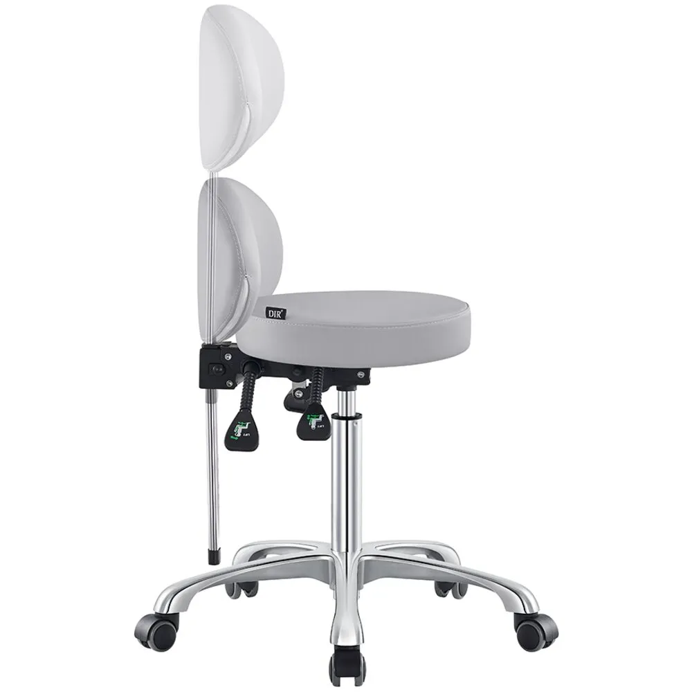 Polaris Rolling Stool - GRAY / 21" - 29" Adjustable Seat Height   5 Wheel Base by DIR Salon Furniture