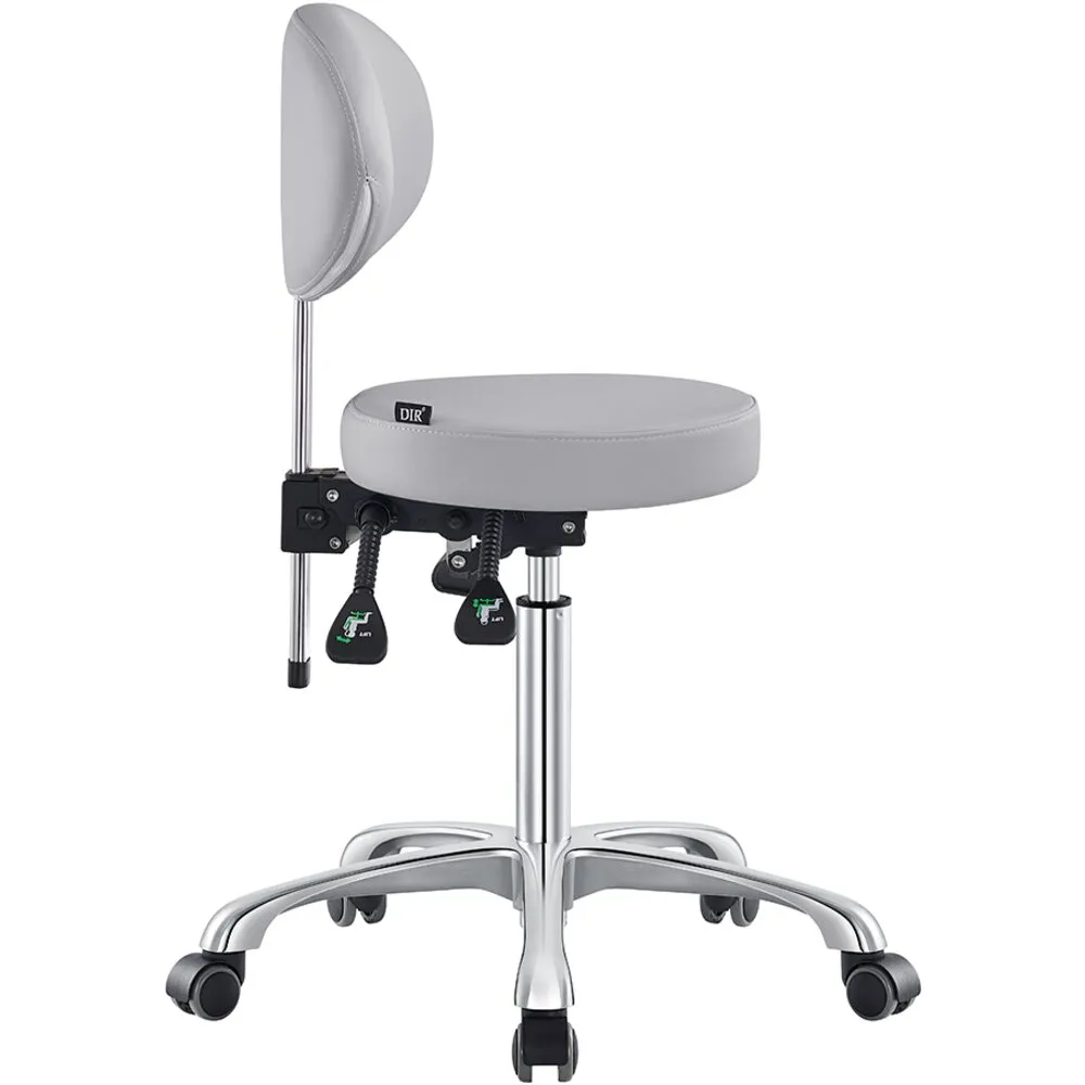 Polaris Rolling Stool - GRAY / 21" - 29" Adjustable Seat Height   5 Wheel Base by DIR Salon Furniture