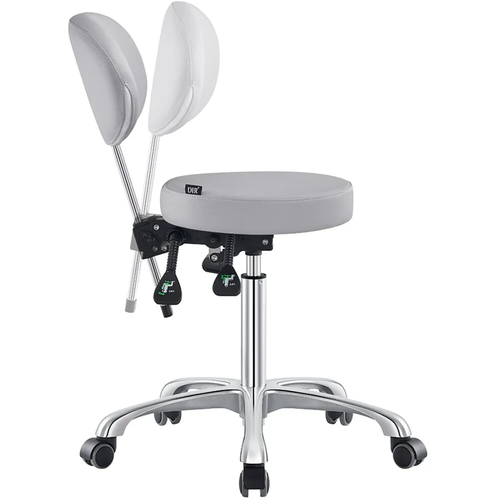Polaris Rolling Stool - GRAY / 21" - 29" Adjustable Seat Height   5 Wheel Base by DIR Salon Furniture