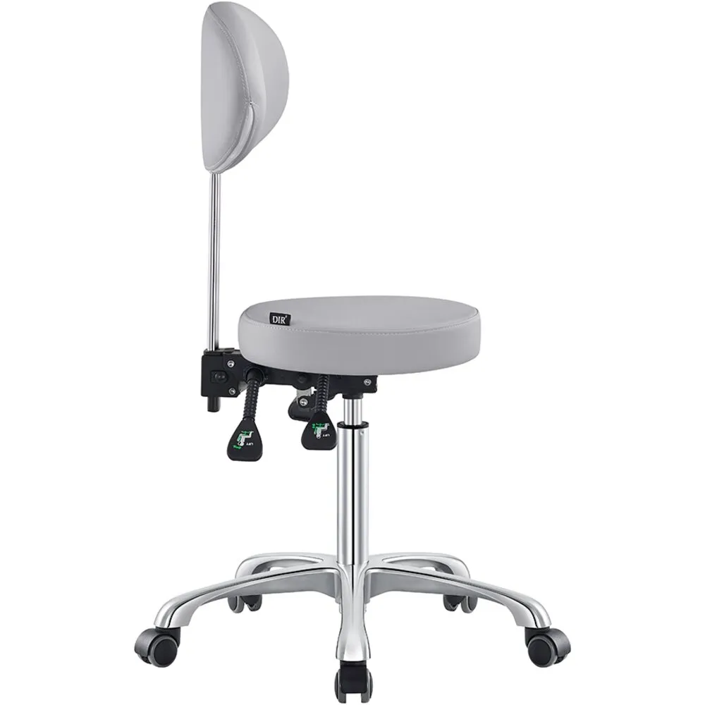 Polaris Rolling Stool - GRAY / 21" - 29" Adjustable Seat Height   5 Wheel Base by DIR Salon Furniture