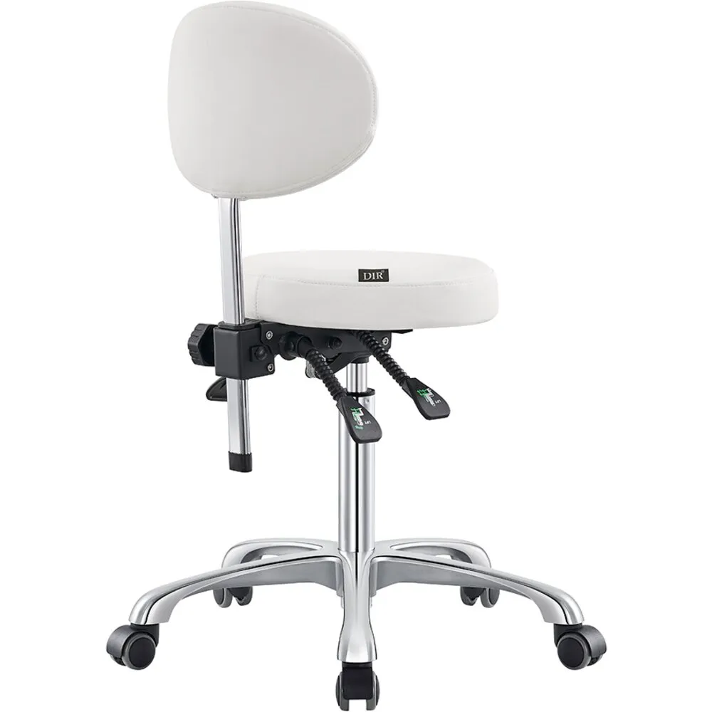 Polaris Rolling Stool - WHITE / 21" - 29" Adjustable Seat Height   5 Wheel Base by DIR Salon Furniture