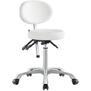 Polaris Rolling Stool - WHITE / 21" - 29" Adjustable Seat Height   5 Wheel Base by DIR Salon Furniture