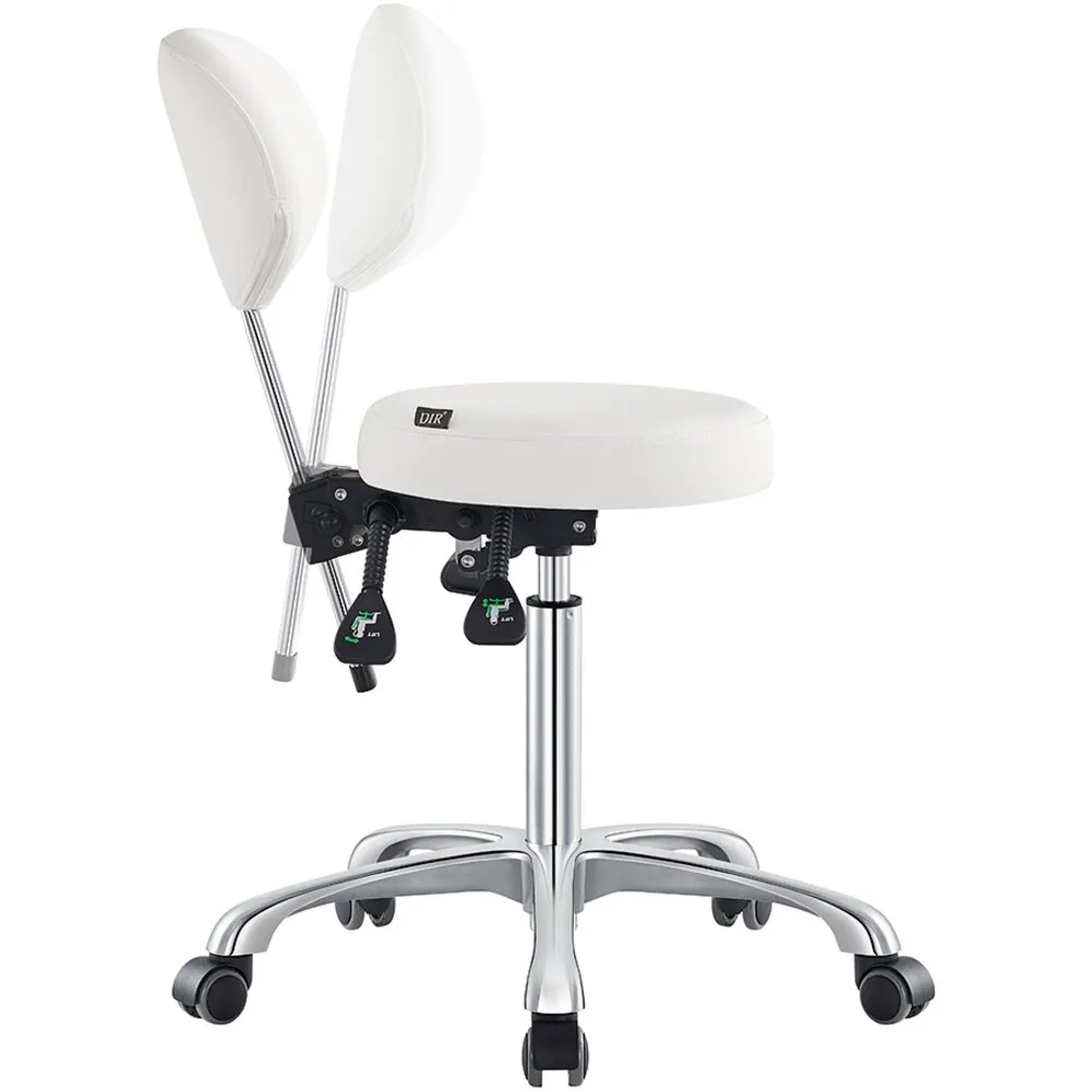 Polaris Rolling Stool - WHITE / 21" - 29" Adjustable Seat Height   5 Wheel Base by DIR Salon Furniture