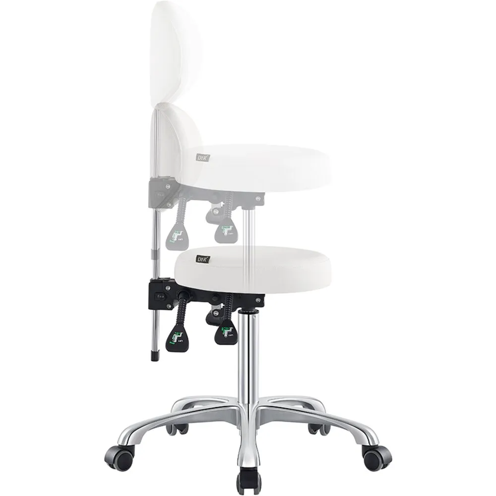 Polaris Rolling Stool - WHITE / 21" - 29" Adjustable Seat Height   5 Wheel Base by DIR Salon Furniture