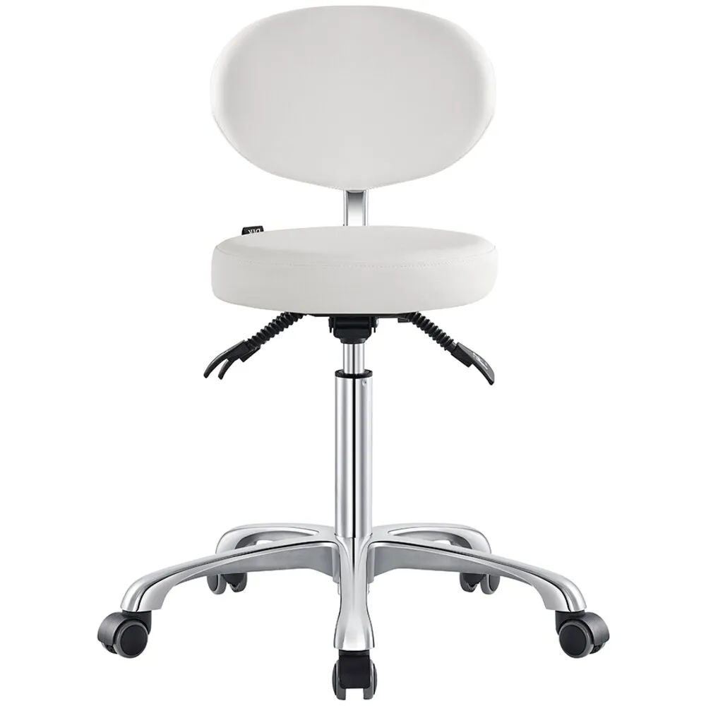 Polaris Rolling Stool - WHITE / 21" - 29" Adjustable Seat Height   5 Wheel Base by DIR Salon Furniture