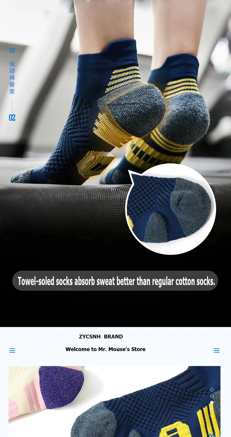 Professional Sports Fitness Socks Towel Bottom Non-Slip Running Sock Men and Women Short Quick-Drying Basketball Training Sock