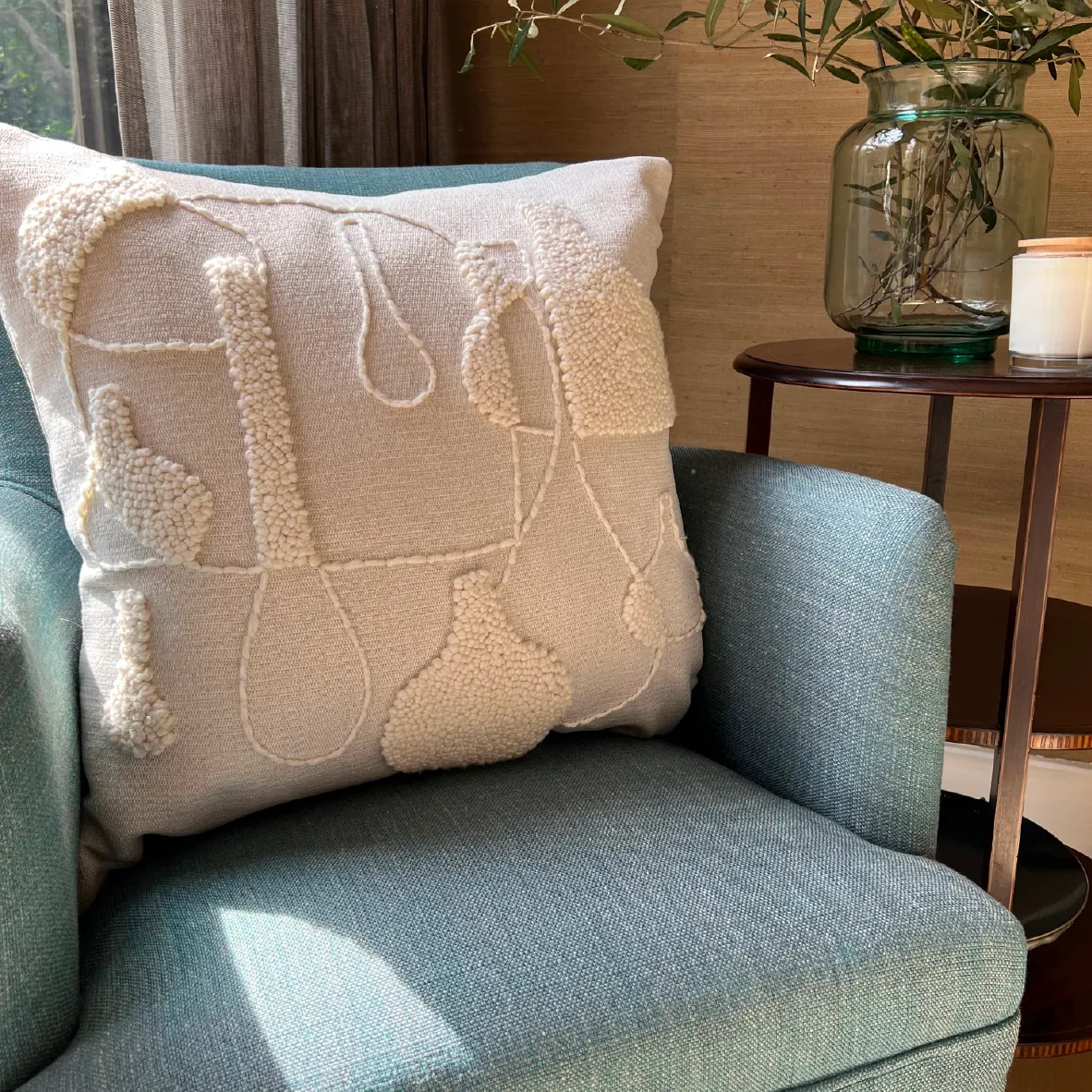 Punch Needle Scatter Cushion - Vessel Pattern 1 Natural