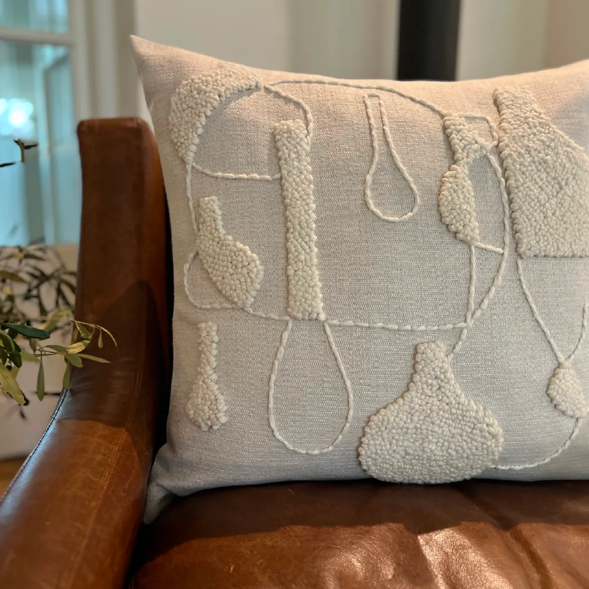 Punch Needle Scatter Cushion - Vessel Pattern 1 Natural