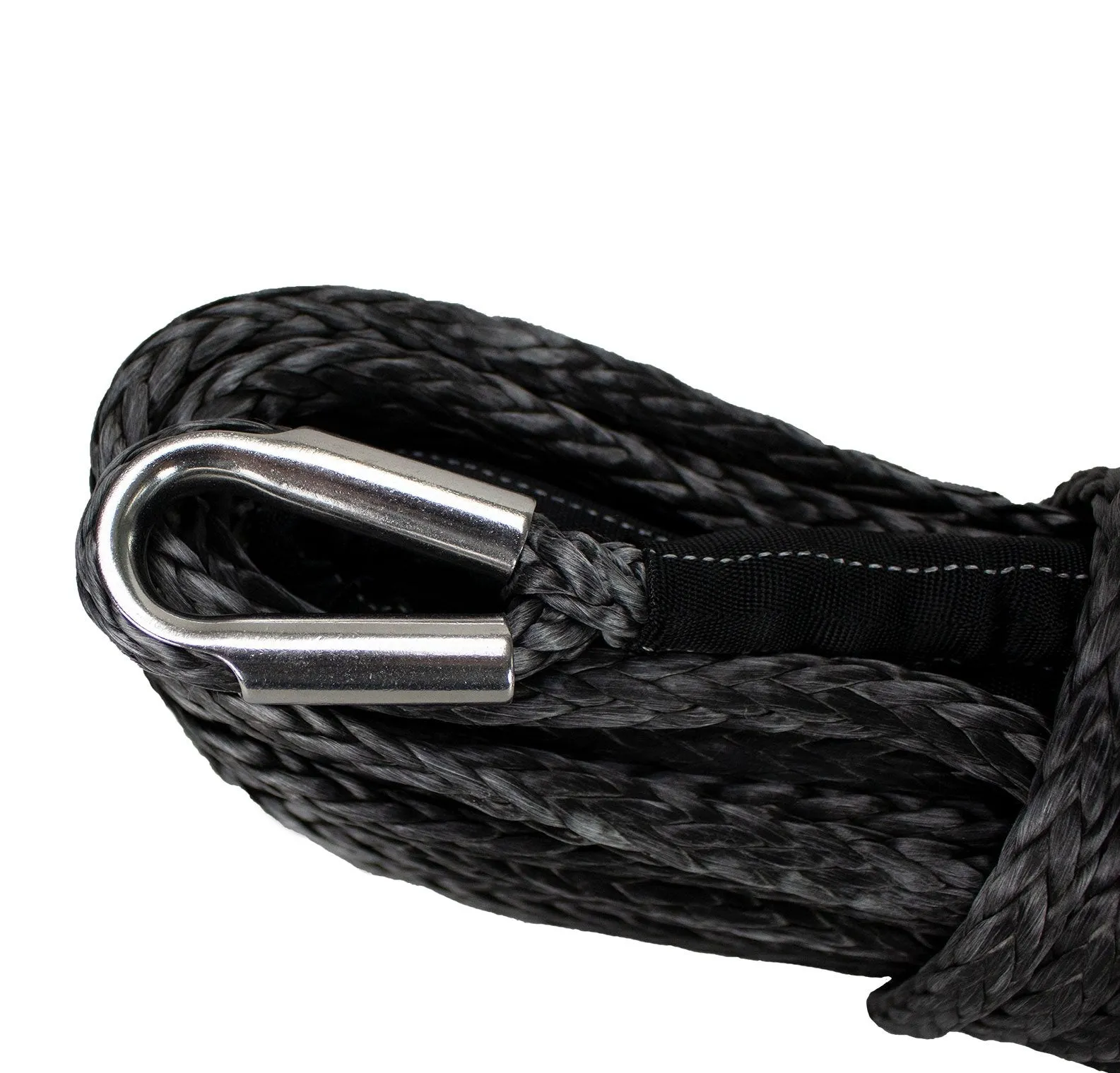 Rakapak UHMWPE 100ft Synthetic 3/8 in Winch Line 22,000 LBS Breaking Strength with Soft Shackle Rope, Abrasion Sleeve