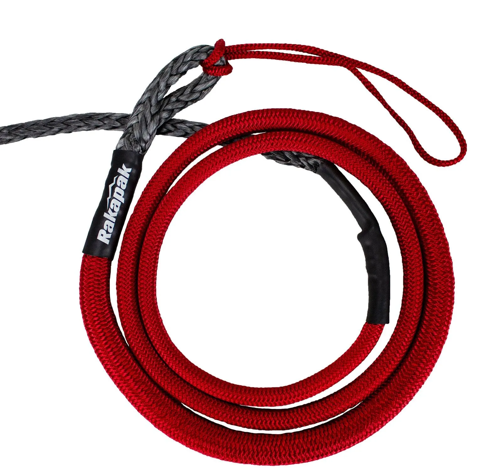 Rakapak UHMWPE 100ft Synthetic 3/8 in Winch Line 22,000 LBS Breaking Strength with Soft Shackle Rope, Abrasion Sleeve