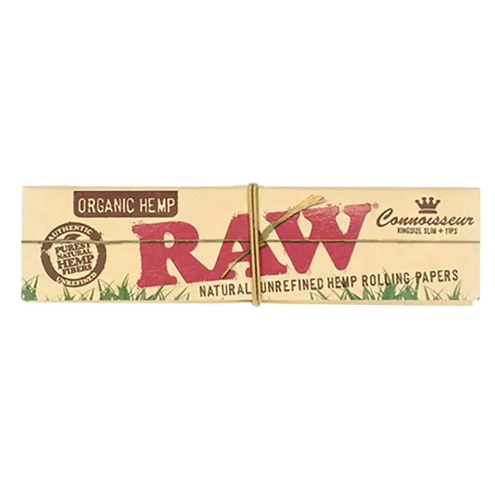 RAW - Rolling Paper - Organic Hemp -  Connoisseur King Size Slim   Tips