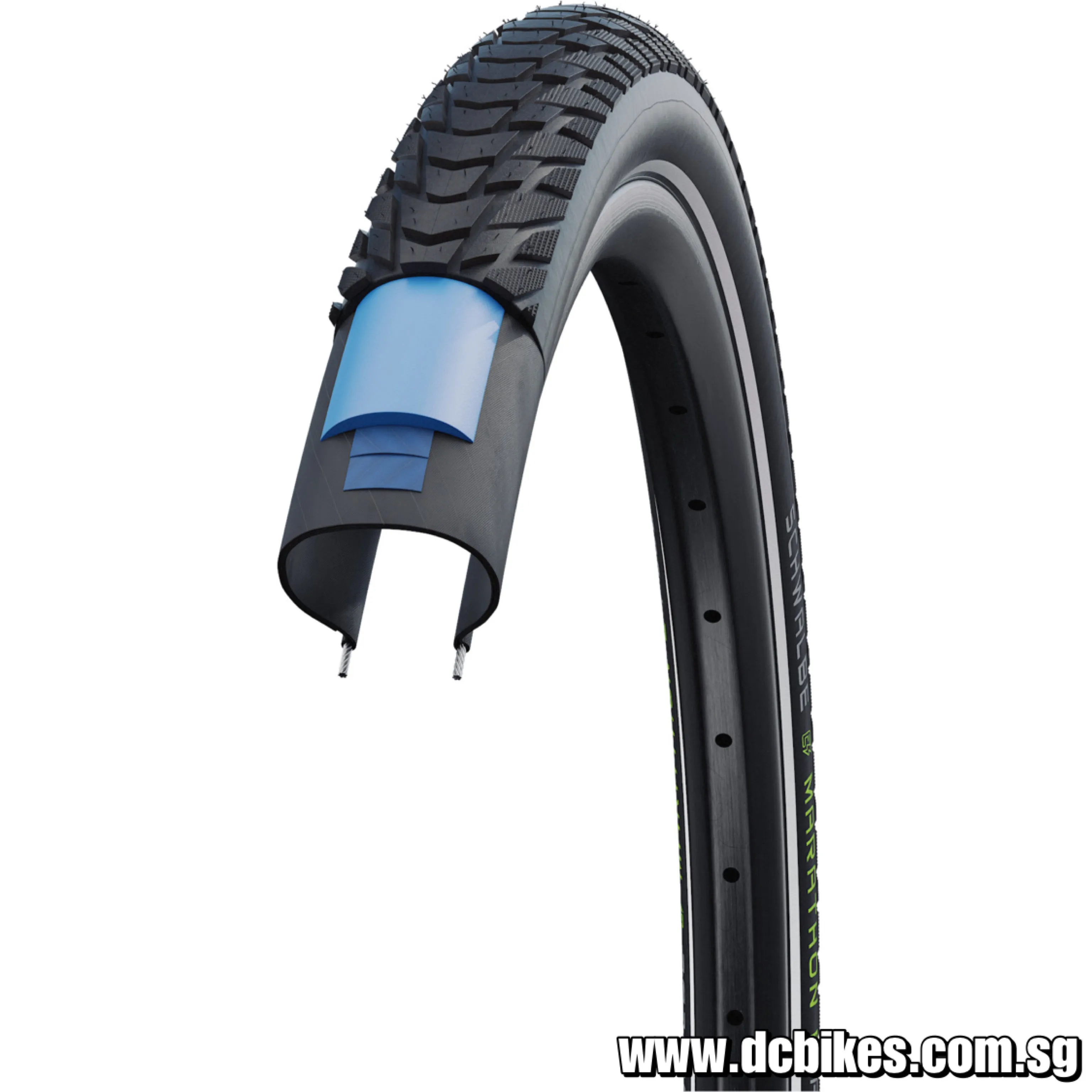 Schwalbe 28 | 29 X 1.75 Marathon E-Plus Wire Bead | Addix E | Smart Dual Guard - 28x1.75" | Black Reflective Bicycle Tyre (1 Tire)