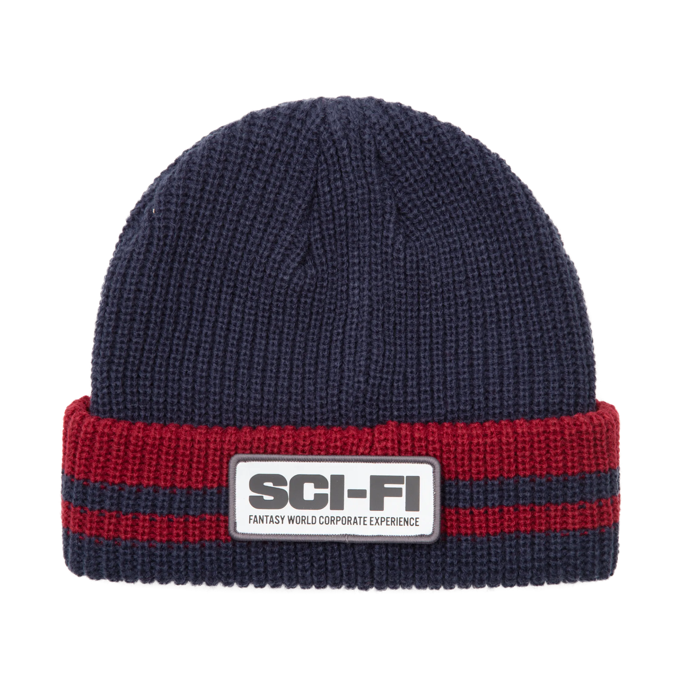 Sci-Fi Fantasy Reflective Patch Beanie - Navy / Red