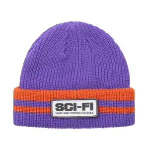 Sci-Fi Fantasy Reflective Patch Beanie - Purple / Orange