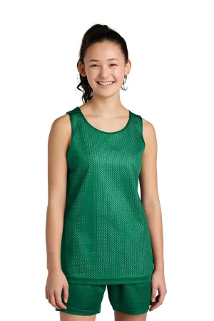 Sport-Tek Youth PosiCharge Reversible Mesh Tank YST5000 Kelly Green/ White