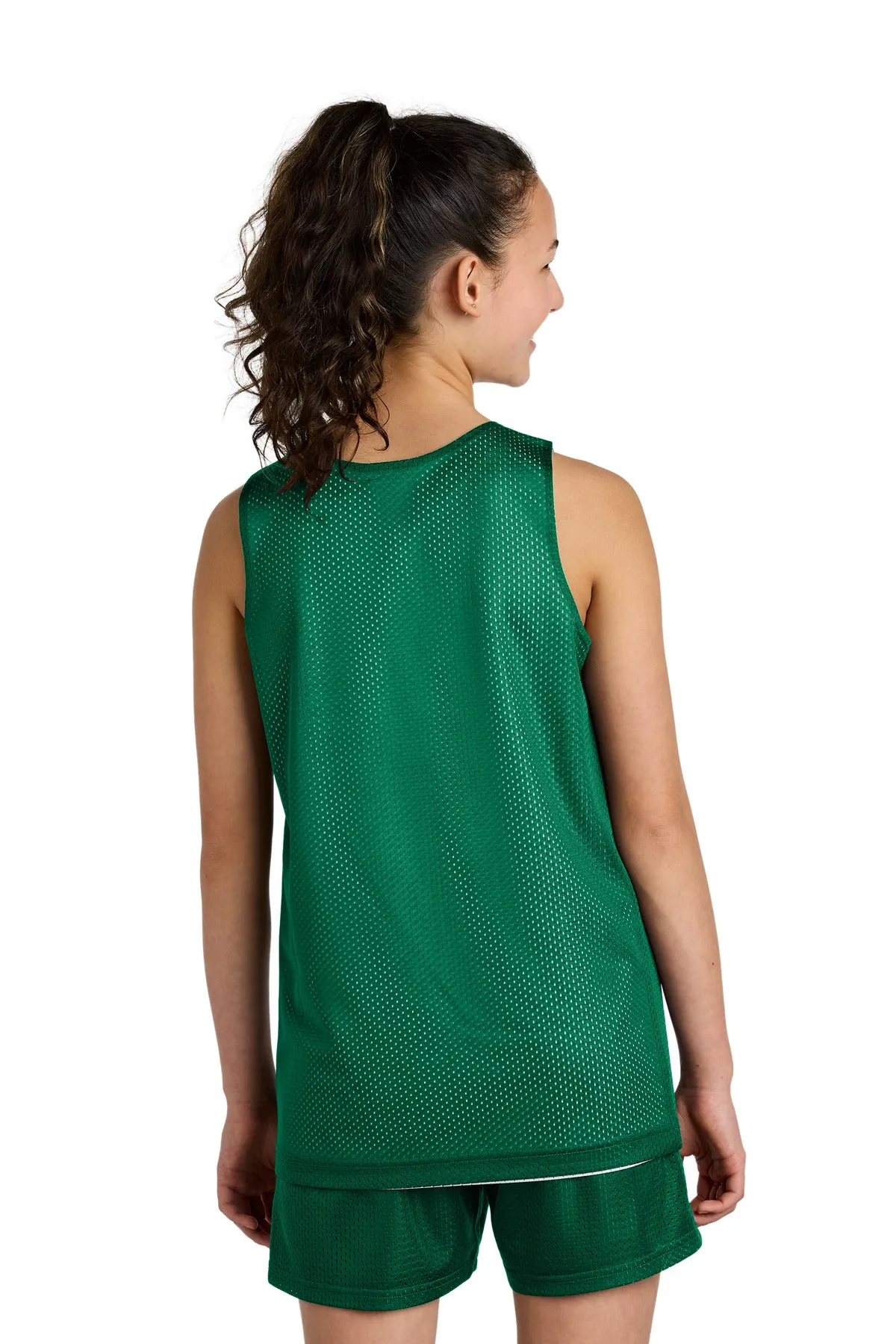 Sport-Tek Youth PosiCharge Reversible Mesh Tank YST5000 Kelly Green/ White