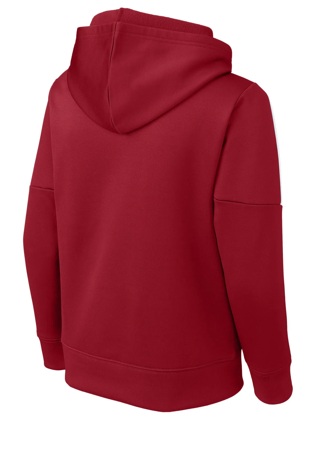 Sport-Tek Youth Sport-Wick Fleece United Pullover Hoodie YST255 Deep Red/ White