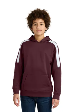 Sport-Tek Youth Sport-Wick Fleece United Pullover Hoodie YST255 Maroon/ White