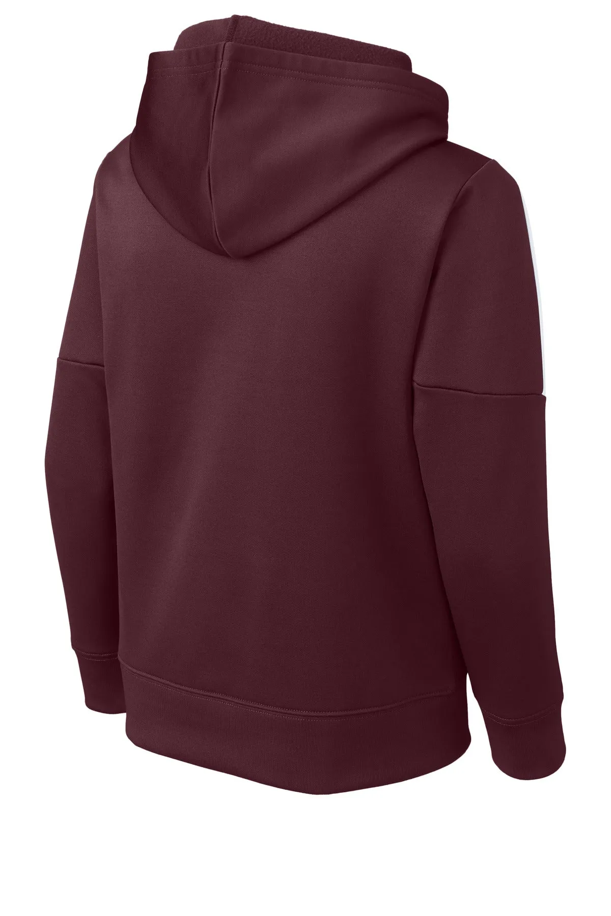 Sport-Tek Youth Sport-Wick Fleece United Pullover Hoodie YST255 Maroon/ White